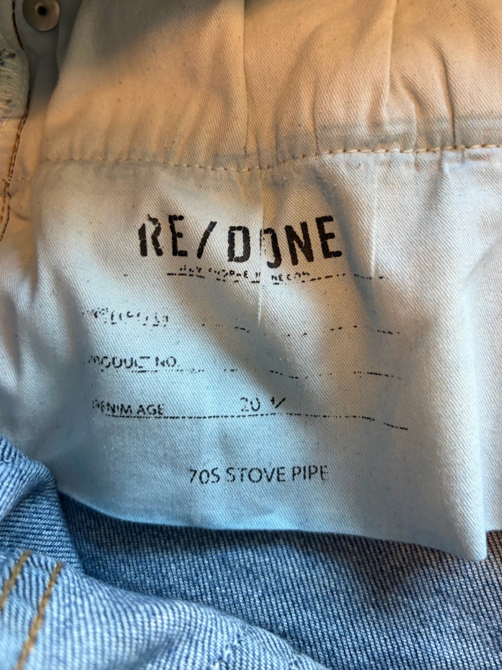 RE/DONE Comfort Stretch High Rise Stove Pipe jeans (Mid 70s wash) - Picture 7 of 8